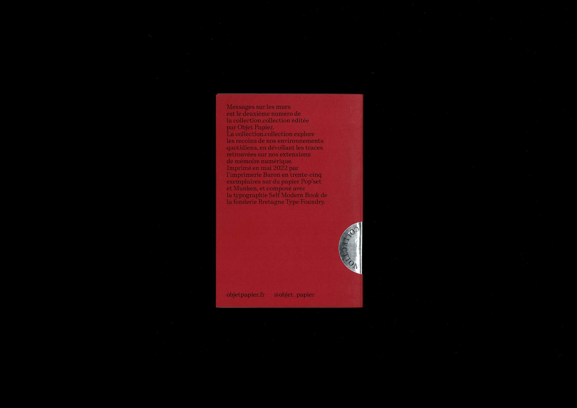 Back of the book Messages sur les murs. published by Objet Papier
